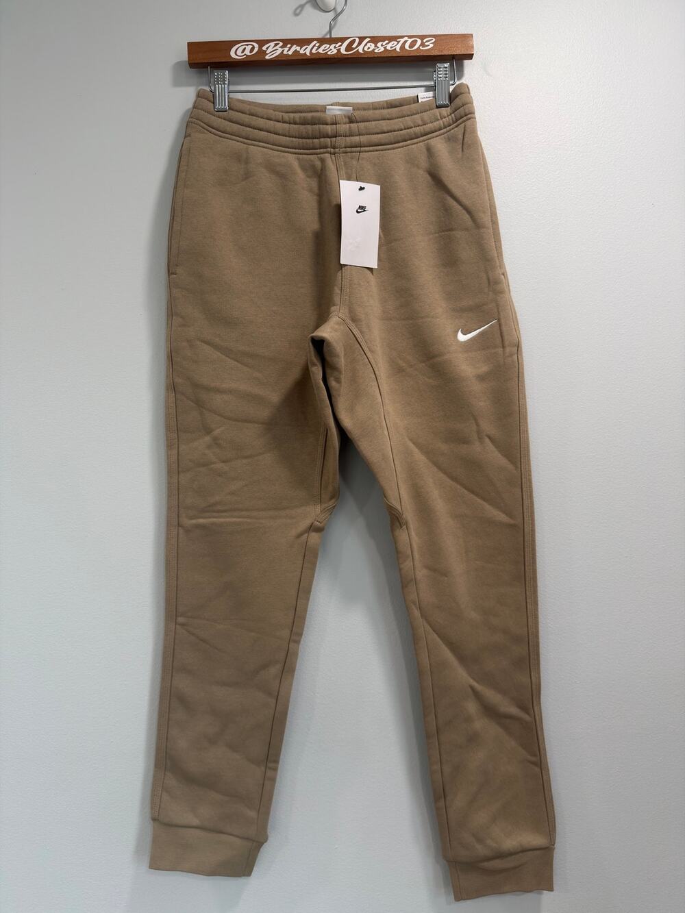 Nike Sportswear Fleece Joggers Sweatpants Beige Tapered Men's S 716830-247
